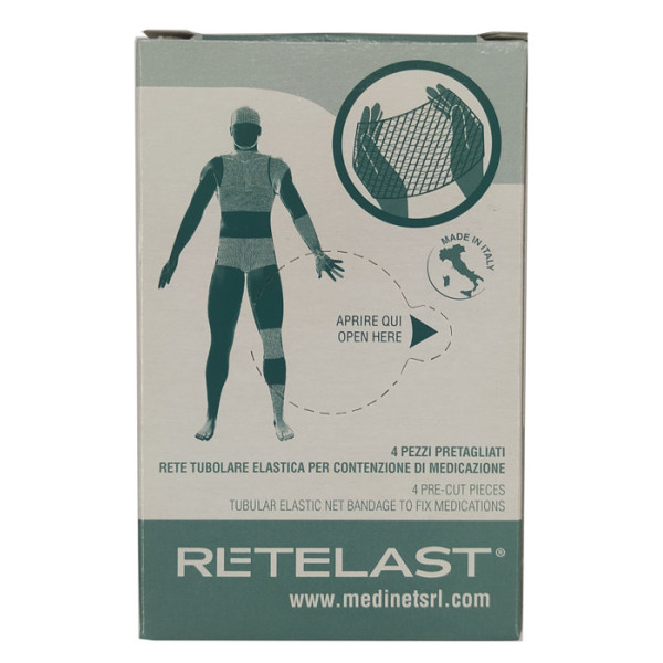 RETE TUBOLARE RETELAST ELASTICA PRETAGLIATA BIANCA PER GAMBA O GINOCCHIO 4 PEZZI