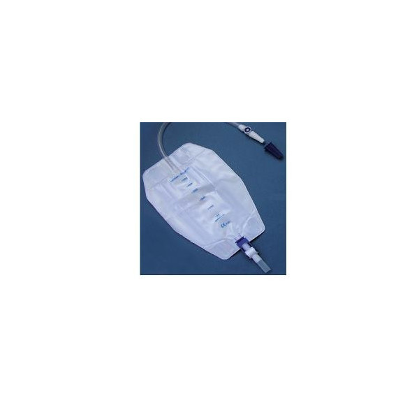SACCA RACCOGLI URINA DA GAMBA PER INCONTINENZA 3 CAMERE COMFORT 500 ML A BASSO PROFILO IN PVC LATO RIVESTITO TNT CON TUBO DIRITT