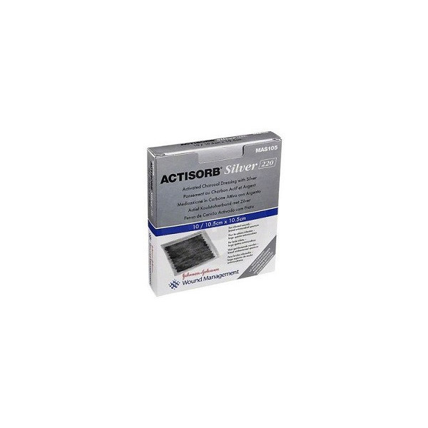 MEDICAZIONE IN CARBONE ATTIVO CON ARGENTO ACTISORB SILVER 10,5X10,5 CM 3 PEZZI
