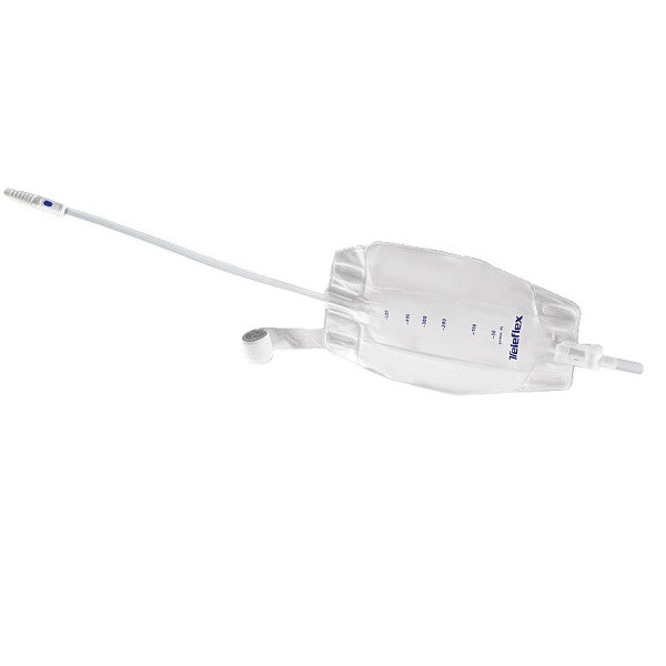 SACCA RACCOGLI URINA DA GAMBA PER INCONTINENZA 3 CAMERE COMFORT 500 ML A BASSO PROFILO IN PVC LATO RIVESTITO TNT CON TUBO DIRITT