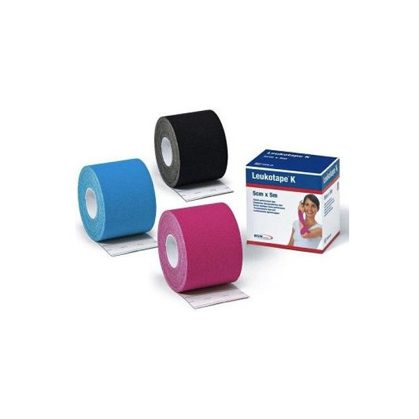 BENDA ADESIVA LEUKOTAPE K PER TAPING FISIOTERAPICO LARGHEZZA 5 CM LUNGHEZZA 5 M COLORE NERO IN ROTOLO