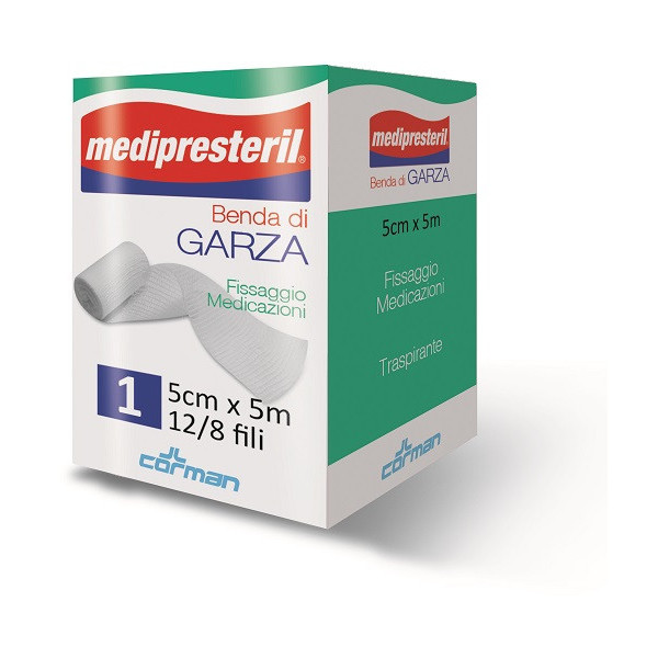 BENDA DI GARZA MEDIPRESTERIL 12/8 FU M5X5CM 12/8 FILI
