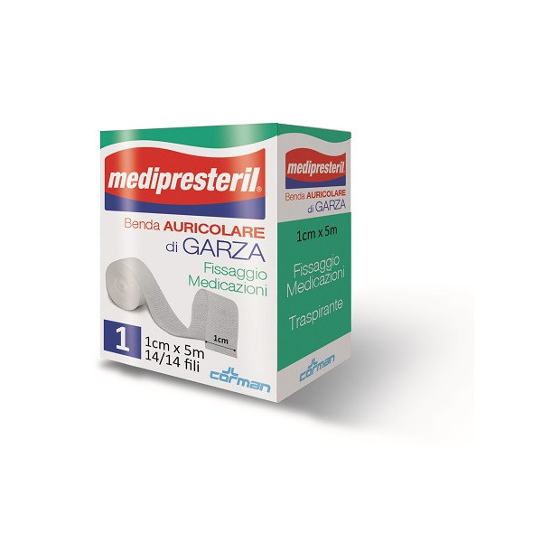 BENDA AURICOLARE GARZA MEDIPRESTERIL 12/8 FU M5X1CM 14/14 FILI