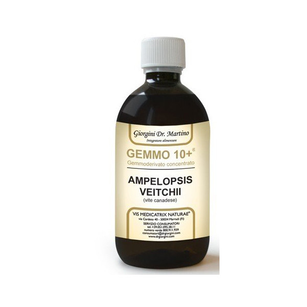 GEMMO 10+ GEMMODERIVATO CONCENTRATO LIQUIDO ANALCOLICO AMPELOPSIS VEITCHI VITE CANADESE 500 ML