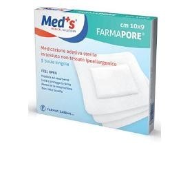 CEROTTO MEDS FARMAPORE STERILE CON TAMPONE DI GARZA CENTRALE E BORDI ADESIVI 6X9 CM 5 PEZZI