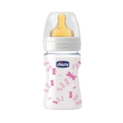 CHICCO BIBERON WELL BEING IN VETRO DECORATO GIRL DA 150 ML NORMAL LATTICE