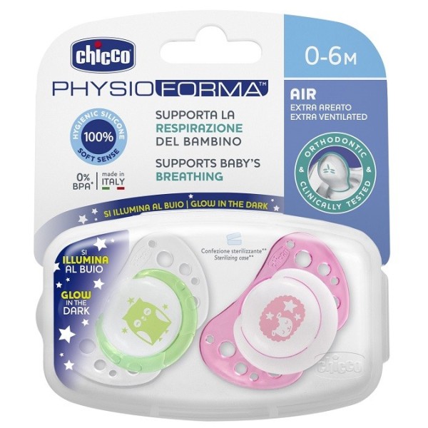 CHICCO SUCCHICCO AIR LUM SILICONE 0-6 MESI 2 PEZZI