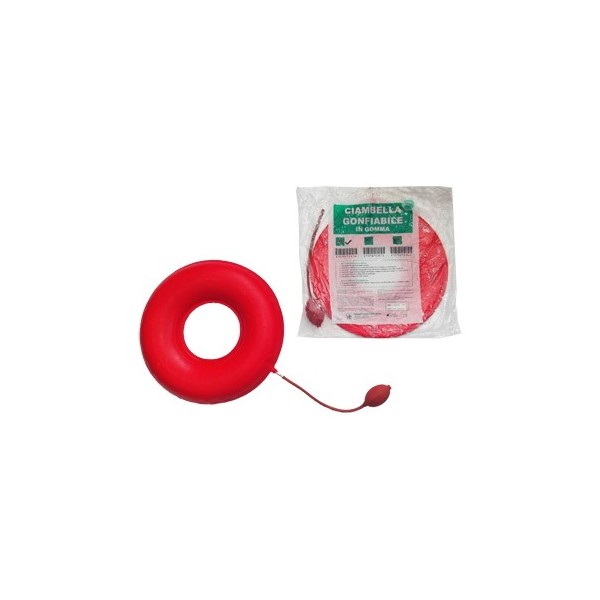 CIAMBELLA GONFIABILE PER INVALIDI IN GOMMA ROSSA TEAM DELUXE CON POMPA 40CM DIAMETRO