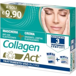 COLLAGEN ACT TRATTAMENTO VISO 2 FASI MASCHERA ANTI AGE ELASTICIZZANTE 3 PEZZI DA 15 ML + CREMA IDRATANTE LENITIVA ELASTICIZZANTE