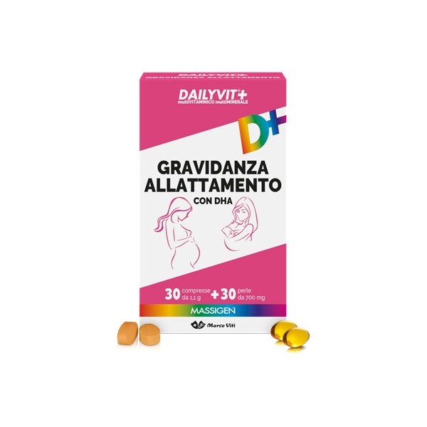 DAILYVIT+ GRAVIDANZA ALLATTAMENTO CON DHA MULTIVITAMINICO E MULTIMINERALE 30 COMPRESSE + 30 PERLE