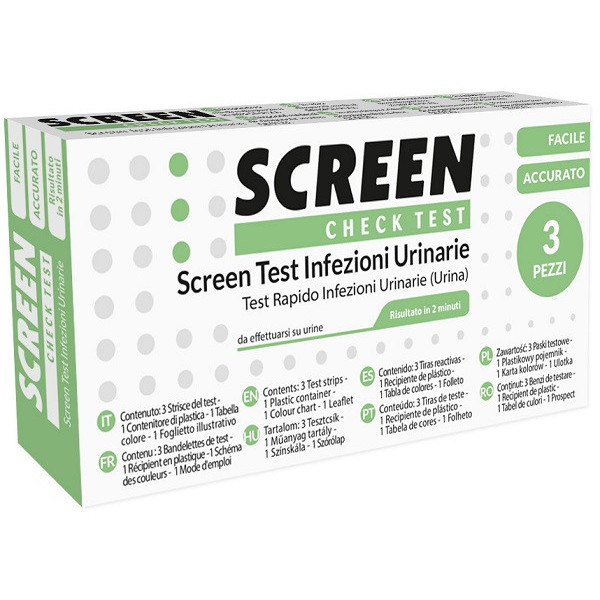 SCREEN TEST LEUCOCITI SANGUE NITRITO E PROTEINA URINA SCREEN TEST INFEZIONI VIE URINARIE 3 PEZZI
