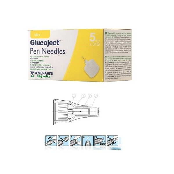 AGO PER PENNA DA INSULINA GLUCOJECT LUNGHEZZA 5 MM GAUGE 31 100 PEZZI