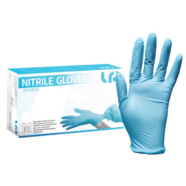 GUANTI NITRILE AZZURRO SENZA POLVERE M 100 PEZZI