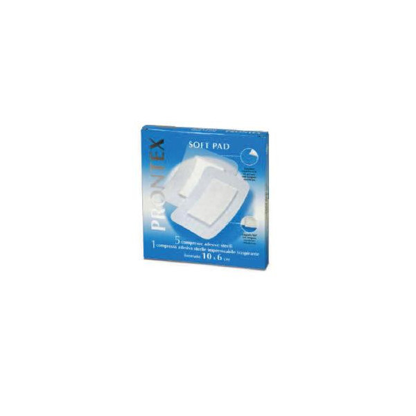 GARZA COMPRESSA PRONTEX SOFT PAD 10X6 CM 6 PEZZI (5 TNT + 1 IMPERMEABILE AQUA PAD)