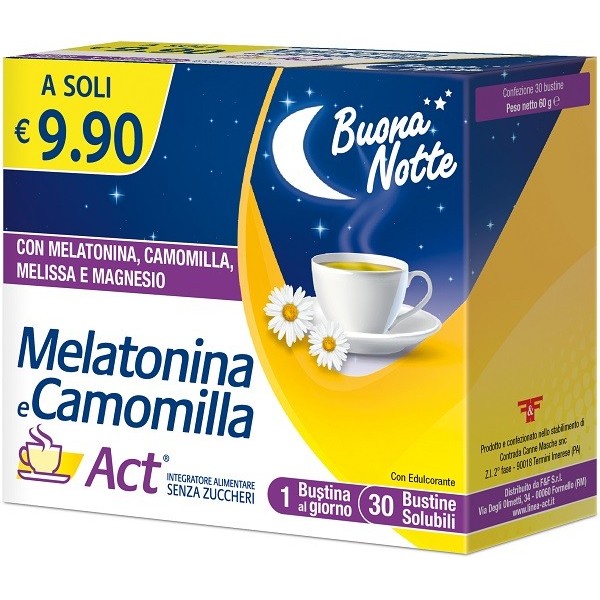 MELATONINA E CAMOMILLA ACT 30 BUSTINE SOLUBILI SENZA ZUCCHERI