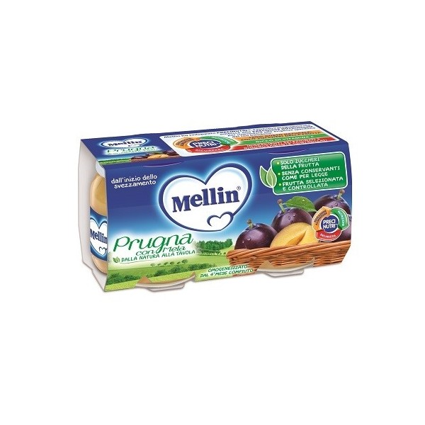 MELLIN OMOGENEIZZATO PRUGNA MELA 100 G 2 PEZZI