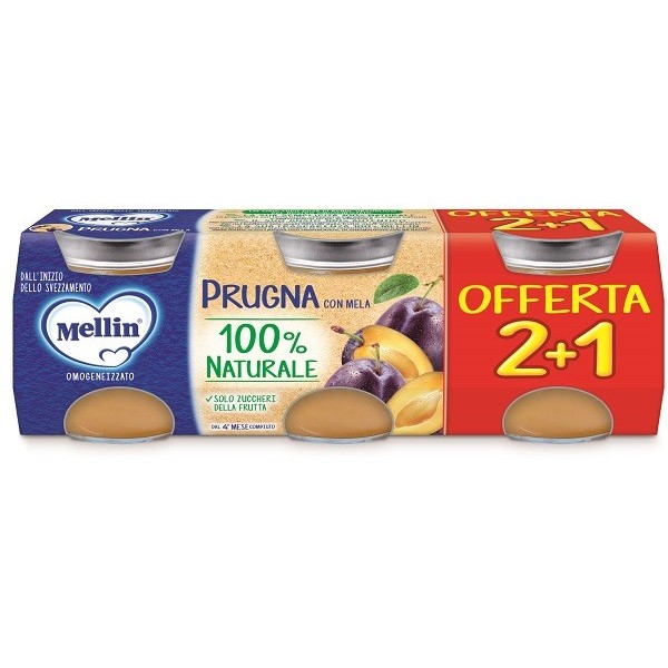 MELLIN OMOGENEIZZATO PRUGNA 3 PEZZI DA 100 G