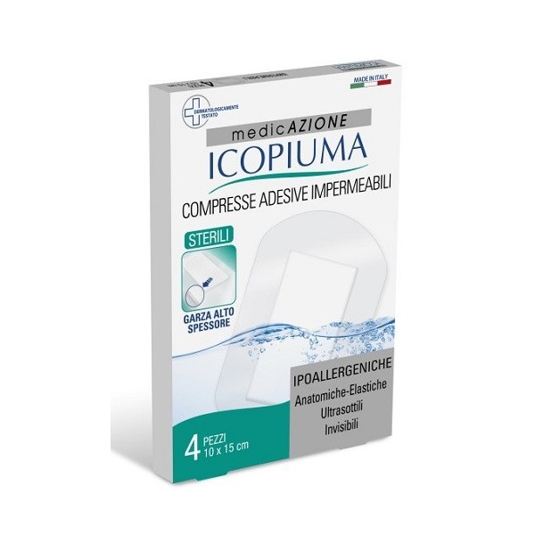 GARZA COMPRESSA ICOPIUMA MEDICATA POSTOPERATORIA 10X15 CM 4 PEZZI