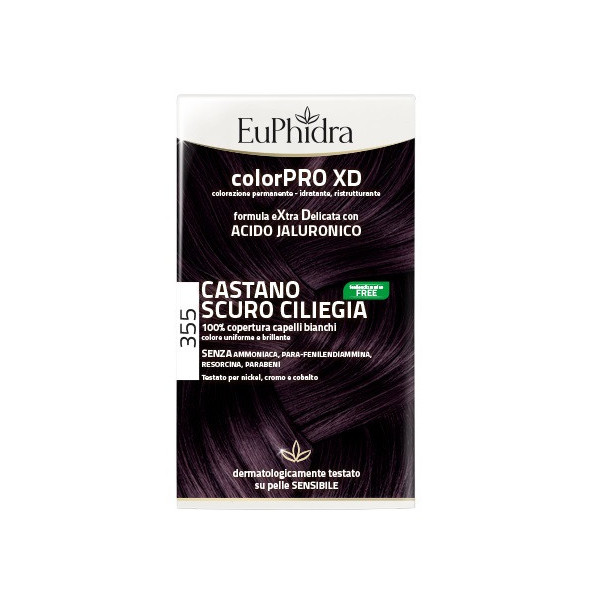 EUPHIDRA COLORPRO XD 355 CASTANO SCURO CILIEGIA GEL COLORANTE CAPELLI IN FLACONE + ATTIVANTE + BALSAMO + GUANTI