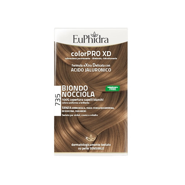 EUPHIDRA COLORPRO XD 735 BIONDO NOCCIOLA GEL COLORANTE CAPELLI IN FLACONE + ATTIVANTE + BALSAMO + GUANTI