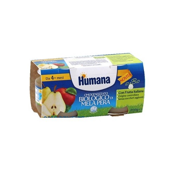 HUMANA OMOGENEIZZATO MELA/PERA BIO 2 VASETTI 100 G