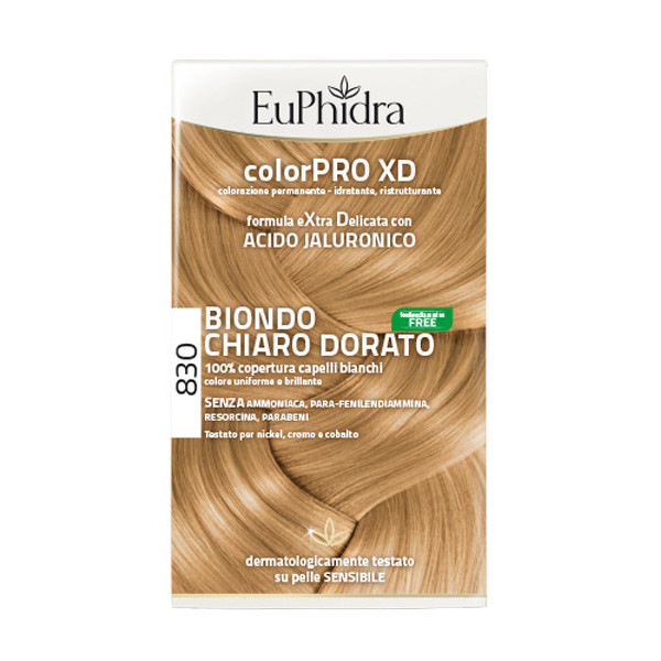 EUPHIDRA COLORPRO XD 830 BIONDO CHIARO DORATO GEL COLORANTE CAPELLI IN FLACONE + ATTIVANTE + BALSAMO + GUANTI