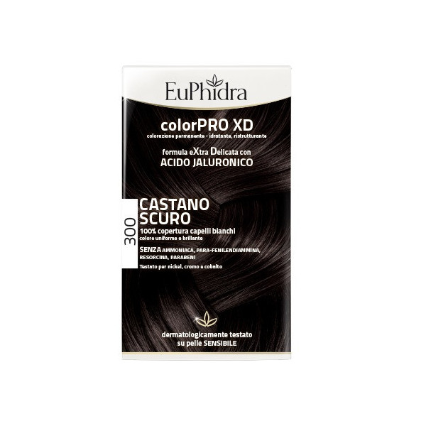 EUPHIDRA COLORPRO XD 300 CASTANO SCURO GEL COLORANTE CAPELLI IN FLACONE + ATTIVANTE + BALSAMO + GUANTI