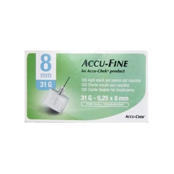 AGO PER PENNA DA INSULINA ACCU-FINE PEN NEEDLE ACCU-CHEK GAUGE 31 X 8MM 100 PEZZI