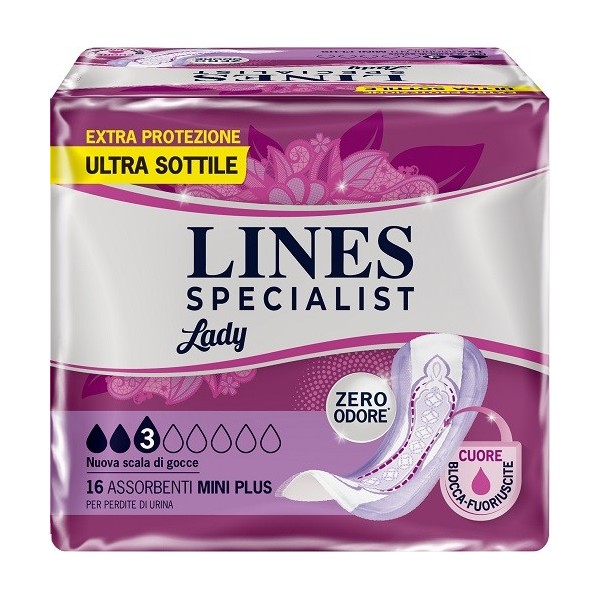 ASSORBENTI PER INCONTINENZA LINES SPECIALIST LADY MINI PLUS 16 PEZZI