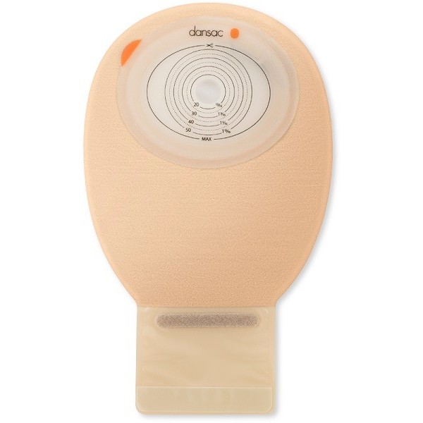 DANSAC NOVALIFE TRE 1 SACCA APERTA OPACA PIANA MIDI PER ILEOSTOMIA CON FINESTRA RITAGLIABILE 15-55X70 MM 420 ML 30 PEZZI