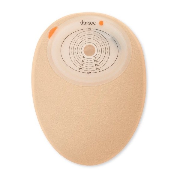 DANSAC NOVALIFE TRE 1 SACCA CHIUSA PIANA MINI OPACA PER COLOSTOMIA OPACA RITAGLIABILE 15-38X50 MM 360 ML 30 PEZZI
