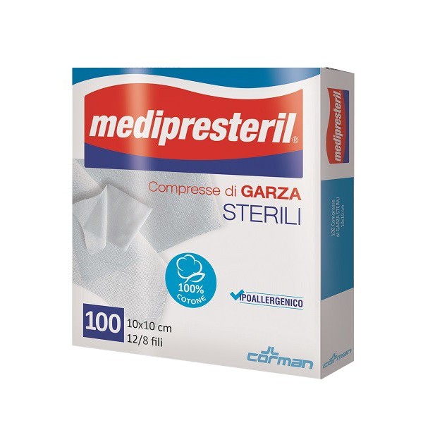 GARZA COMPRESSA MEDIPRESTERIL 12/8 FU 10X10CM 100 PEZZI
