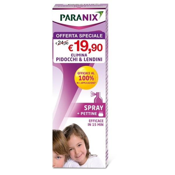 TRATTAMENTO SPRAY PIDOCCHI E LENDINI PARANIX 100 ML + PETTINE TAGLIO PREZZO
