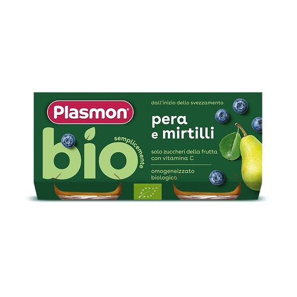PLASMON OMOGENEIZZATO BIO PERA MIRTILLI 2 VASETTI X 80 G