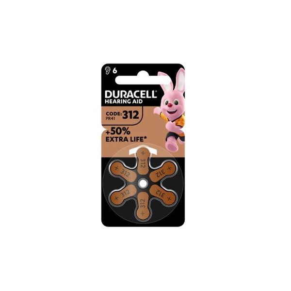 DURACELL EASY TAB 312 MARRONE BATTERIA PER APPARECCHIO ACUSTICO 6 PEZZI