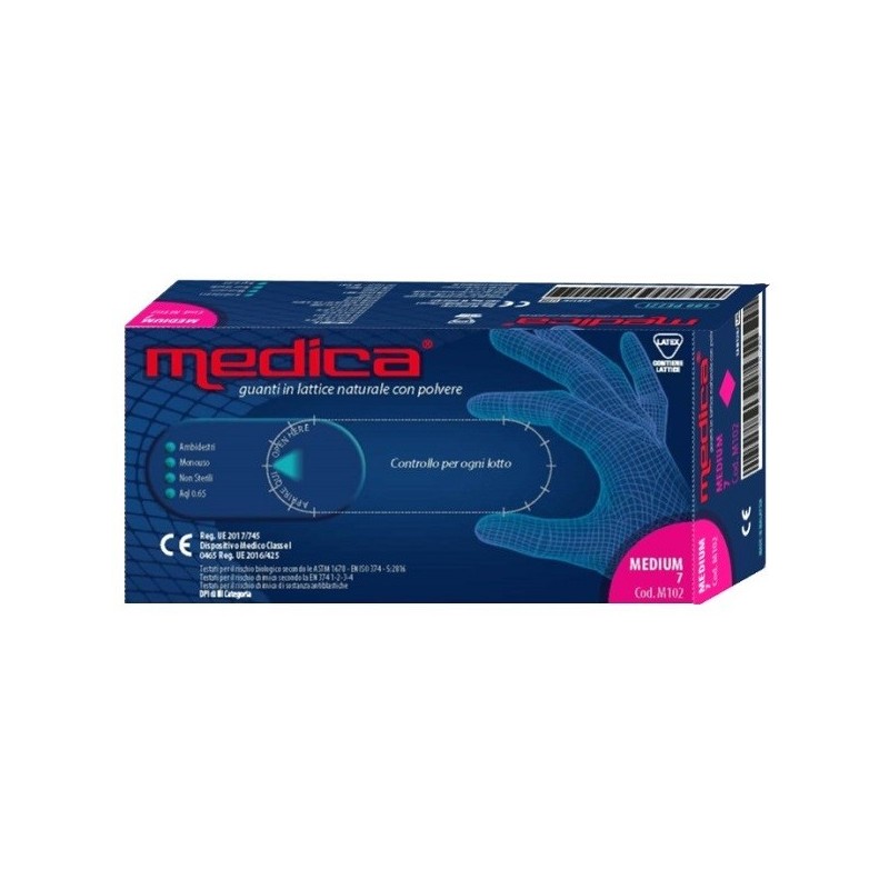 MEDICA GUANTO LATTICE N/STERILE CON POLVERE DM MISURA M 100 PEZZI