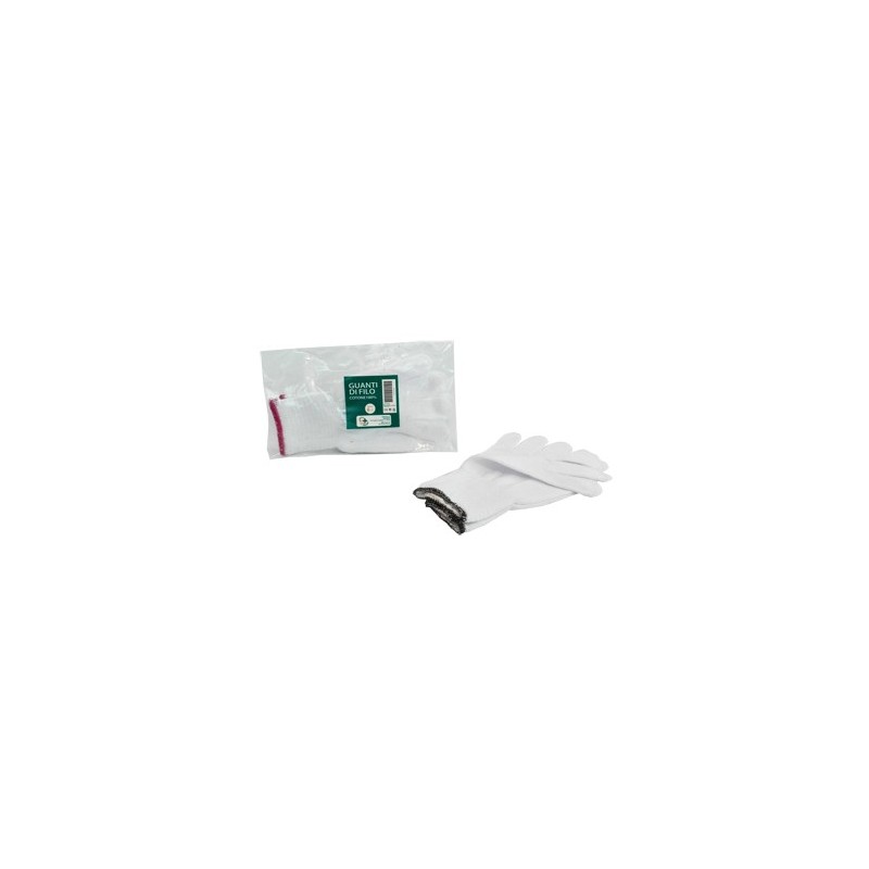 GUANTO DI FILO COTONE 100% BIANCO PER ALLERGIE DERMATOLOGICHE 7,5 1 PAIO