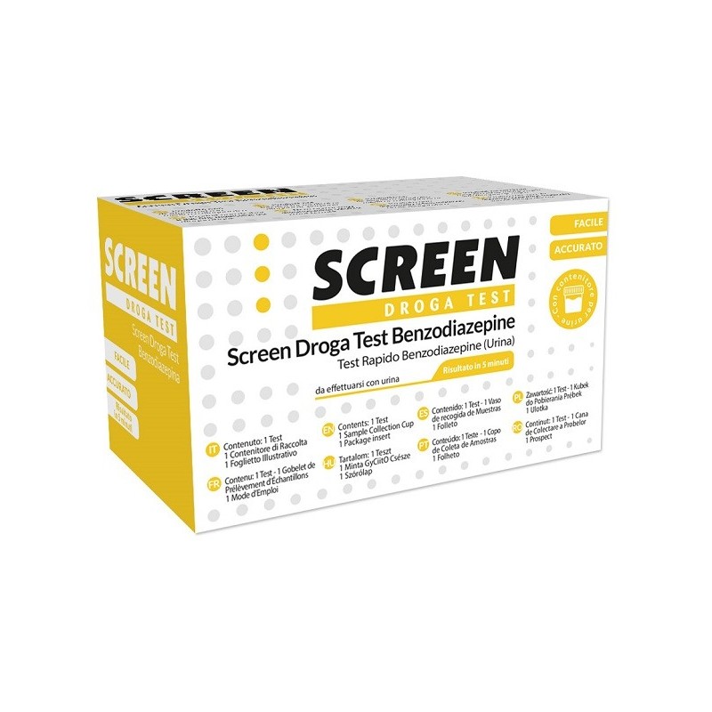 SCREEN DROGA TEST BENZODIAZEPINE TEST ANTIDROGA CON CONTENITORE URINA