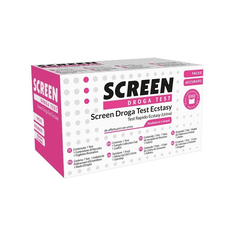 SCREEN DROGA TEST ECSTASY TEST ANTIDROGA CON CONTENITORE URINA