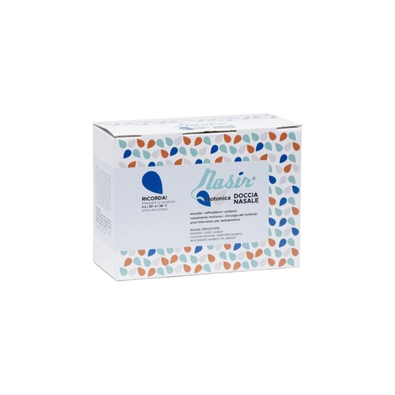 NASIR LAVAGGIO NASALE SOLUZIONE FISIOLOGICA ISOTONICA STERILE SCATOLA CON 4 SACCHE 500ML 4 BLISTER 1 VENTOSA