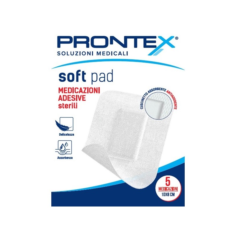 MEDICAZIONE ADESIVA STERILE PRONTEX SOFT PAD 10X8 CM 5 PEZZI