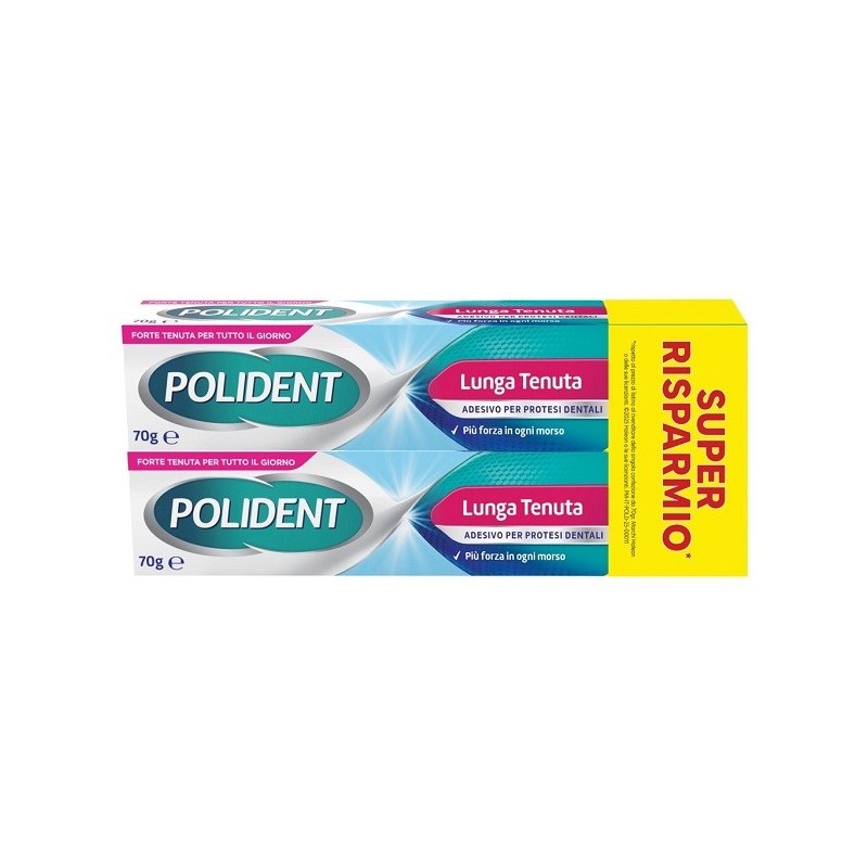 ADESIVO PROTESI DENTALI POLIDENT LUNGA TENUTA 2 TUBETTI X 70 G