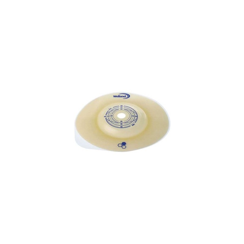 PLACCA PER COLOSTOMIA CONVESSA RITAGLIABILE AURUM2 DIAMETRO 13-25 MM FLANGIA 45 MM 5 PEZZI