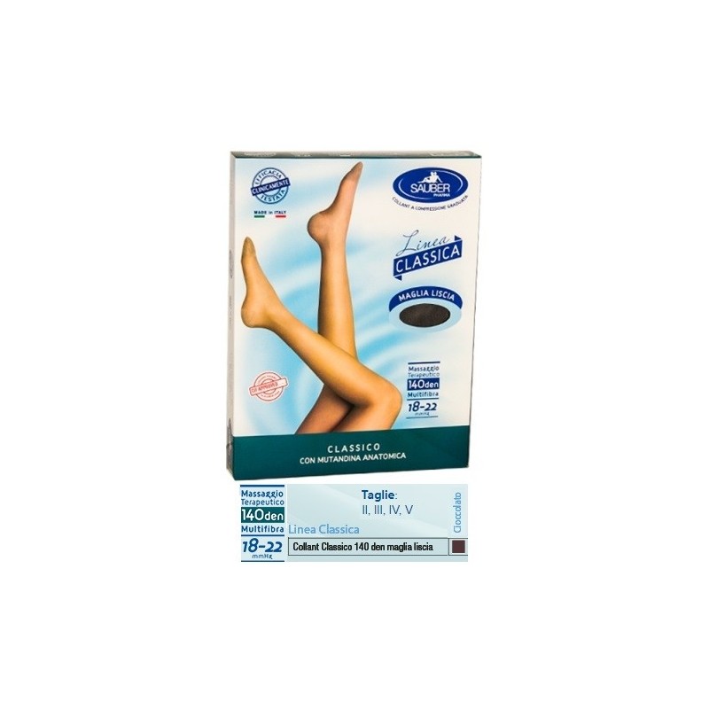 SAUBER CLASSICO COLLANT 140 DENARI MAGLIA LISCIA CIOCCOLATO 5