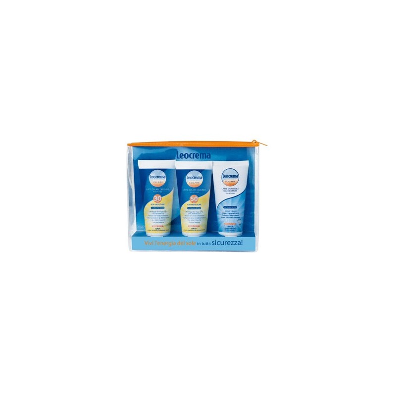 LEOCREMA TAVEL KIT SOLARI 3 PEZZI 1 LATTE SOLARE DELICATO VISO E CORPO 30SPF + 1 LATTE SOLARE DELICATO VISO E CORPO 50SPF + 1 LA
