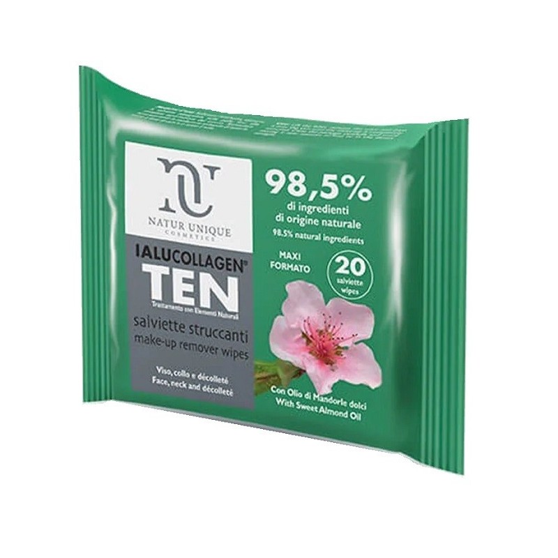NATUR UNIQUE IALUCOLLAGEN TEN SALVIETTE STRUCCANTI VISO 20 SALVIETTE MAXI