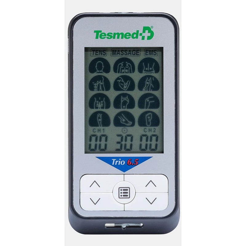 ELETTROSTIMOLATORE TERAPEUTICO TESMED TRIO 6,5 A 2 CANALI E 4 ELETTODI
