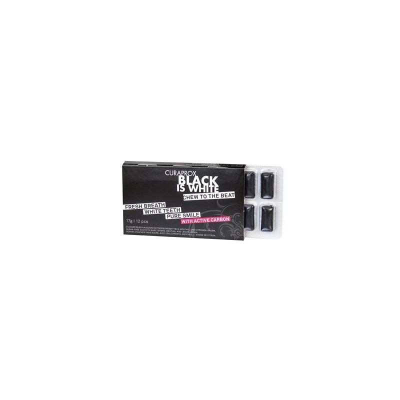 CURAPROX BLACK IS WHITE TO GO CHEWING GUM SLEEVE 12 PEZZI