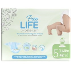 FREELIFE BY BEBECASH PANNOLINI JUNIOR TAGLIA 5 11-25 KG GIROVITA 41-62 CM 42 PEZZI