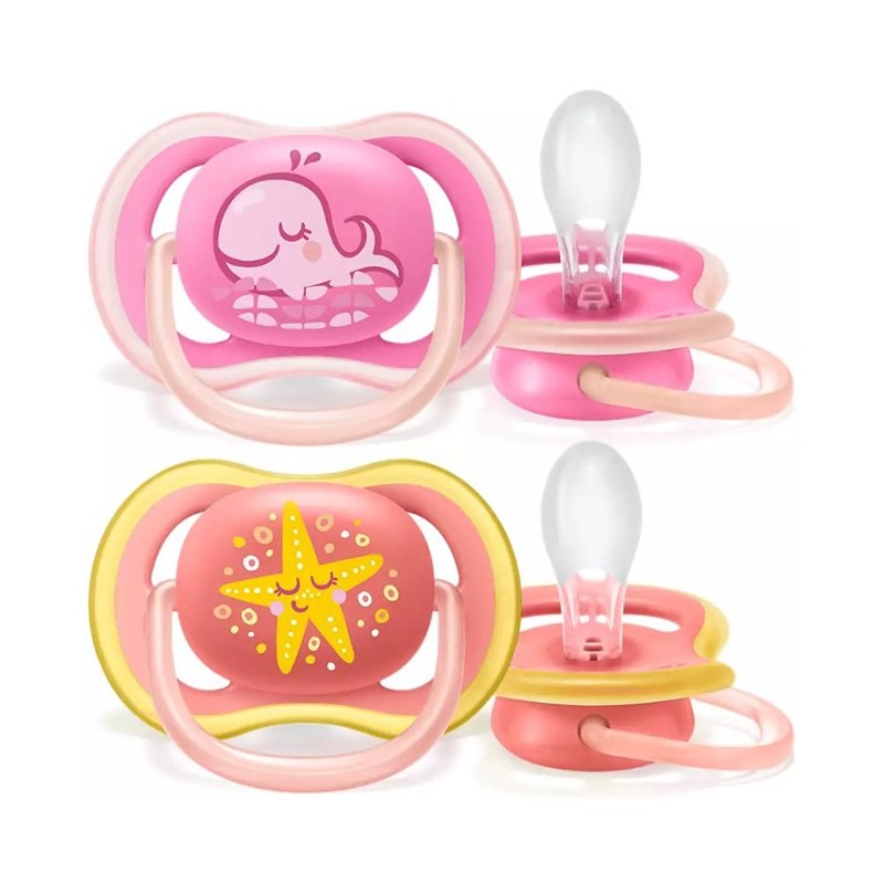 AVENT ULTRA AIR SUCCHIETTO BALENA/STELLA FEMMINA 6-18 MESI 2 PEZZI